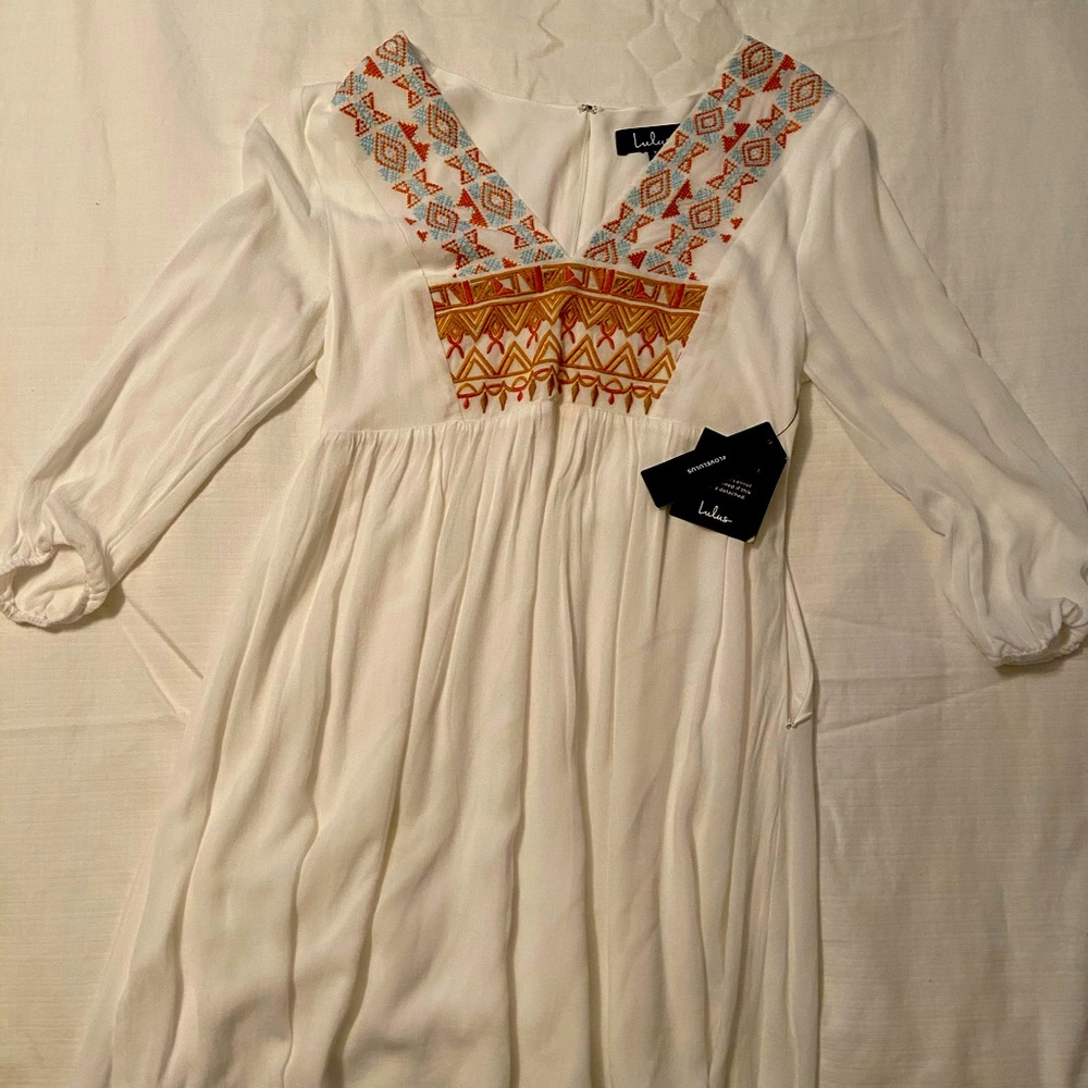 Lulus white embroidered baby doll dress